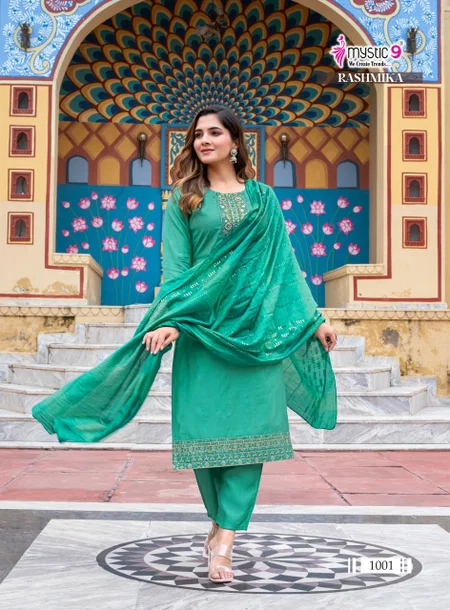 Rashmika Vol 1 By Mystic 9 Vertican Kurti With Bottom Dupatta Wholesalers In Surat